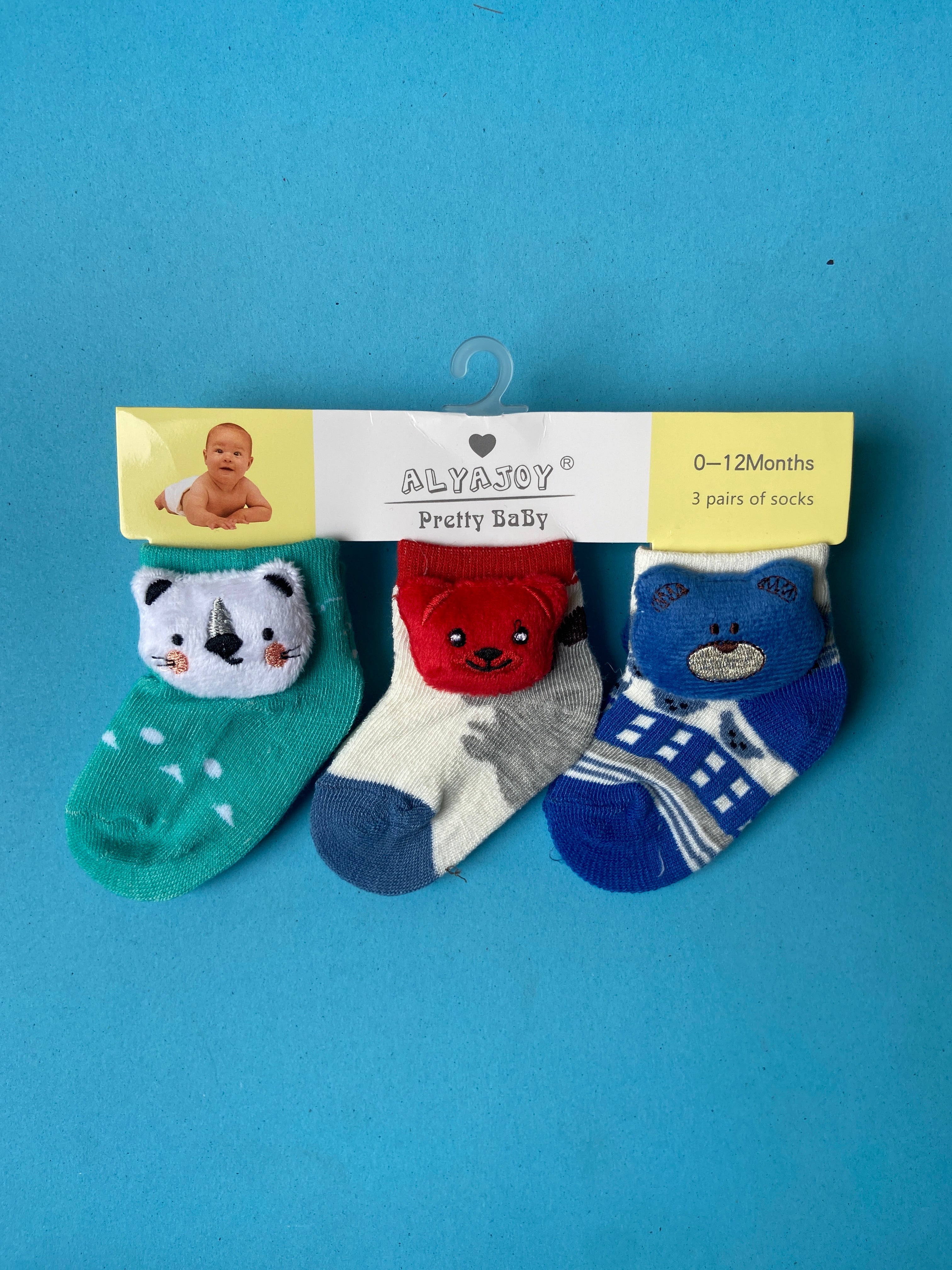 SH539-pack of 3 Winter Baby Socks - 0-6M